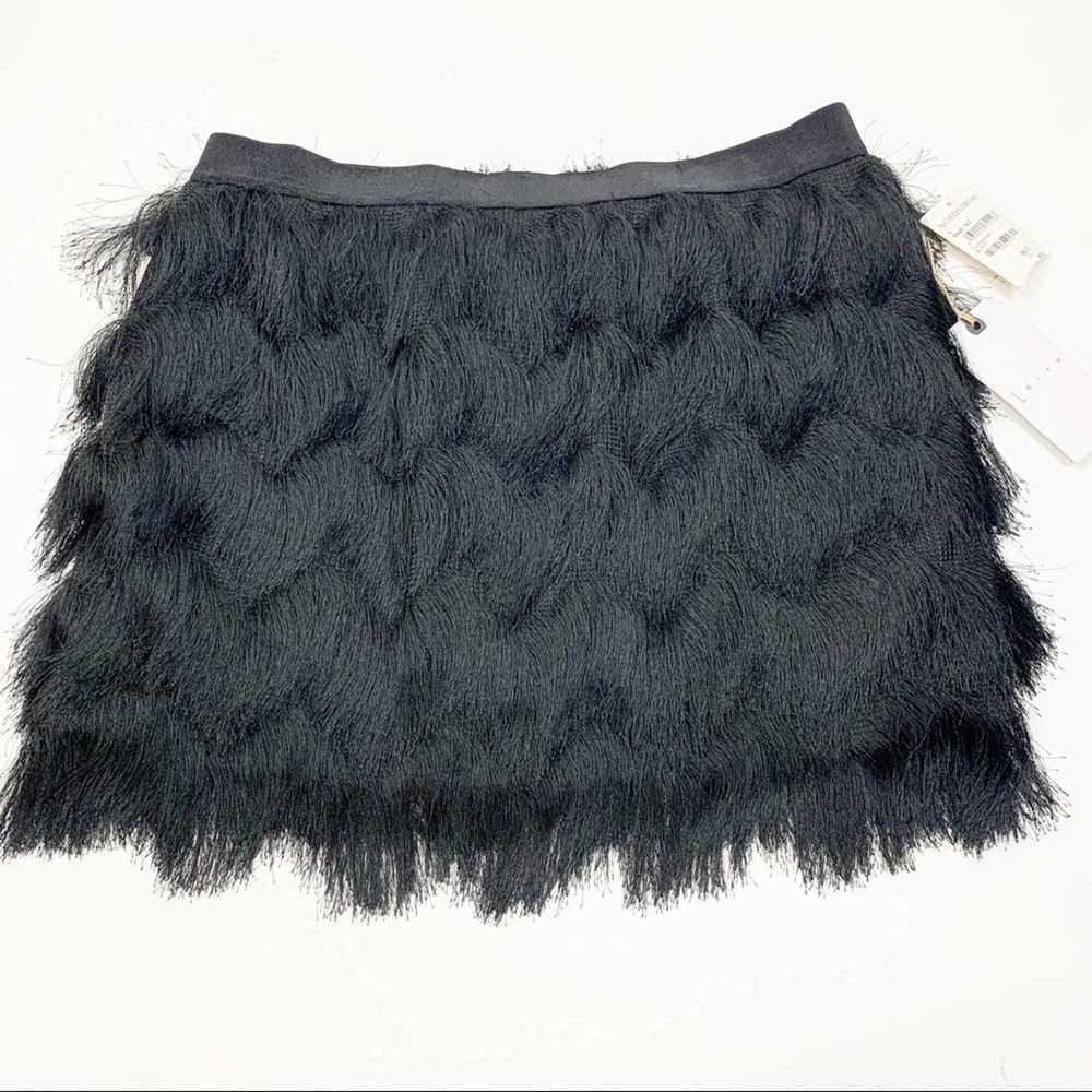 NWT Leith Black Fringe Flapper Mini Skirt LARGE